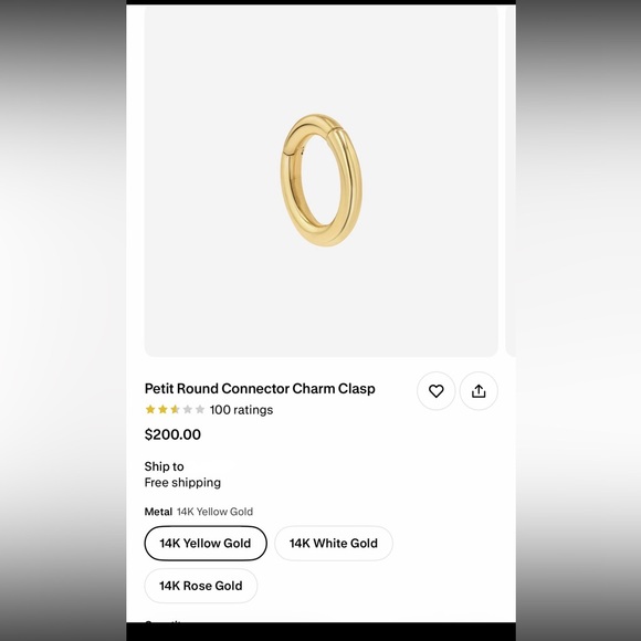 Baby Gold Jewelry - 14k yellow gold hinged round charm connector clasp necklace bracelet charm NWT